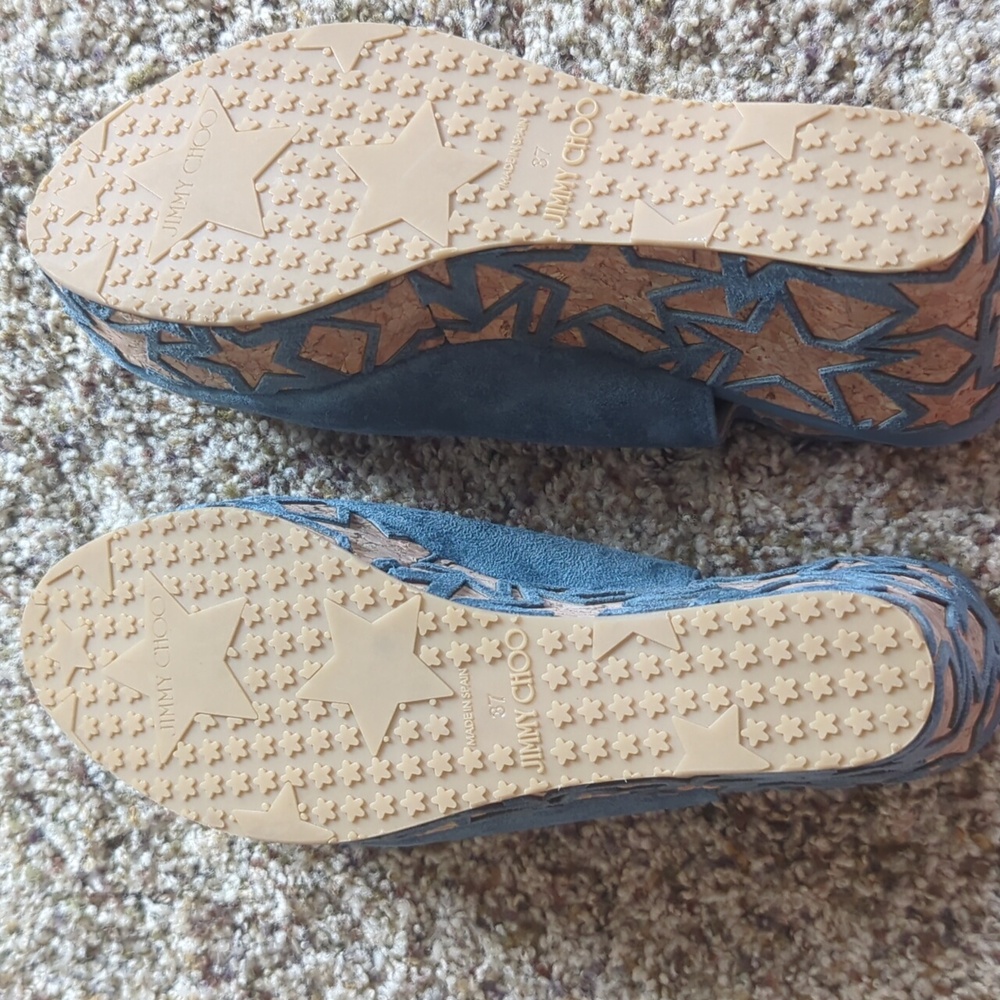 Jimmy Choo Praise Open Toe Slingback Suede Wedge size 37 - Picture 7 of 10